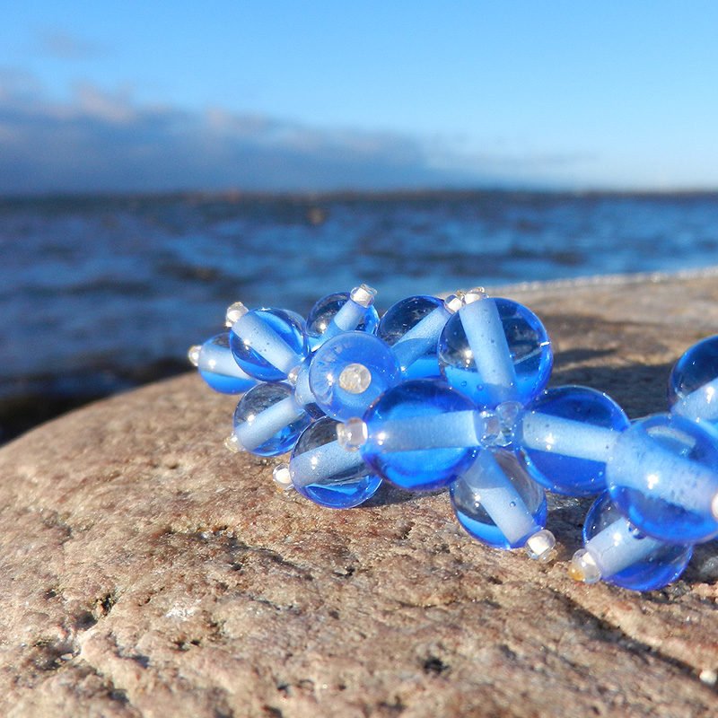 Kette mit hellblauen Glasperlen,handgefertigtes Unikat von schmuckes Glas,Muranoglas