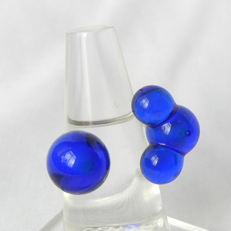 Silberring mit blauen Glasperlen, Glasring, handgefertigtes Unikat von schmuckes Glas, Muranoglas Ring