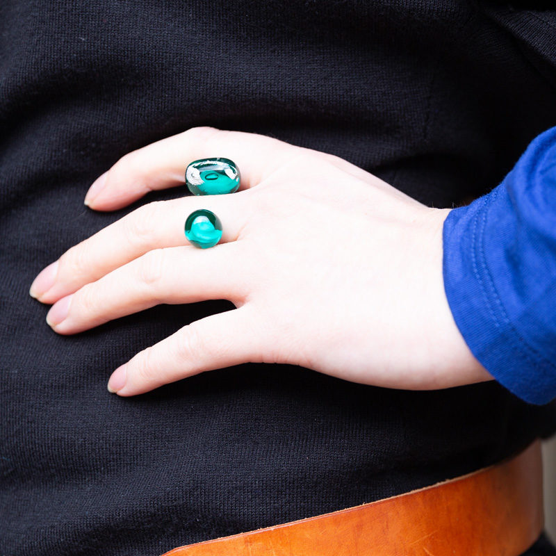 Silber ring mit Glasperlen, Muranoglas mit Silber, handgefertigtes Unikat von schmuckes Glas