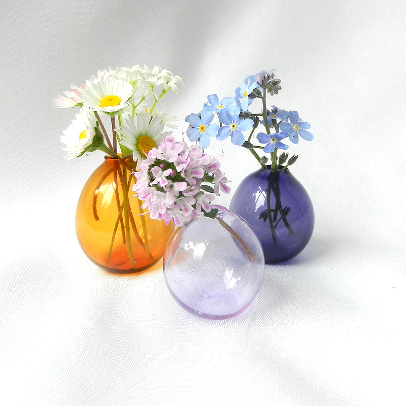 Miniatur Vasen aus Glas, kleine Mini-Vasen lila, kleine Vase, mundgeblasen, Handarbeit,Unikat, Vasen-set